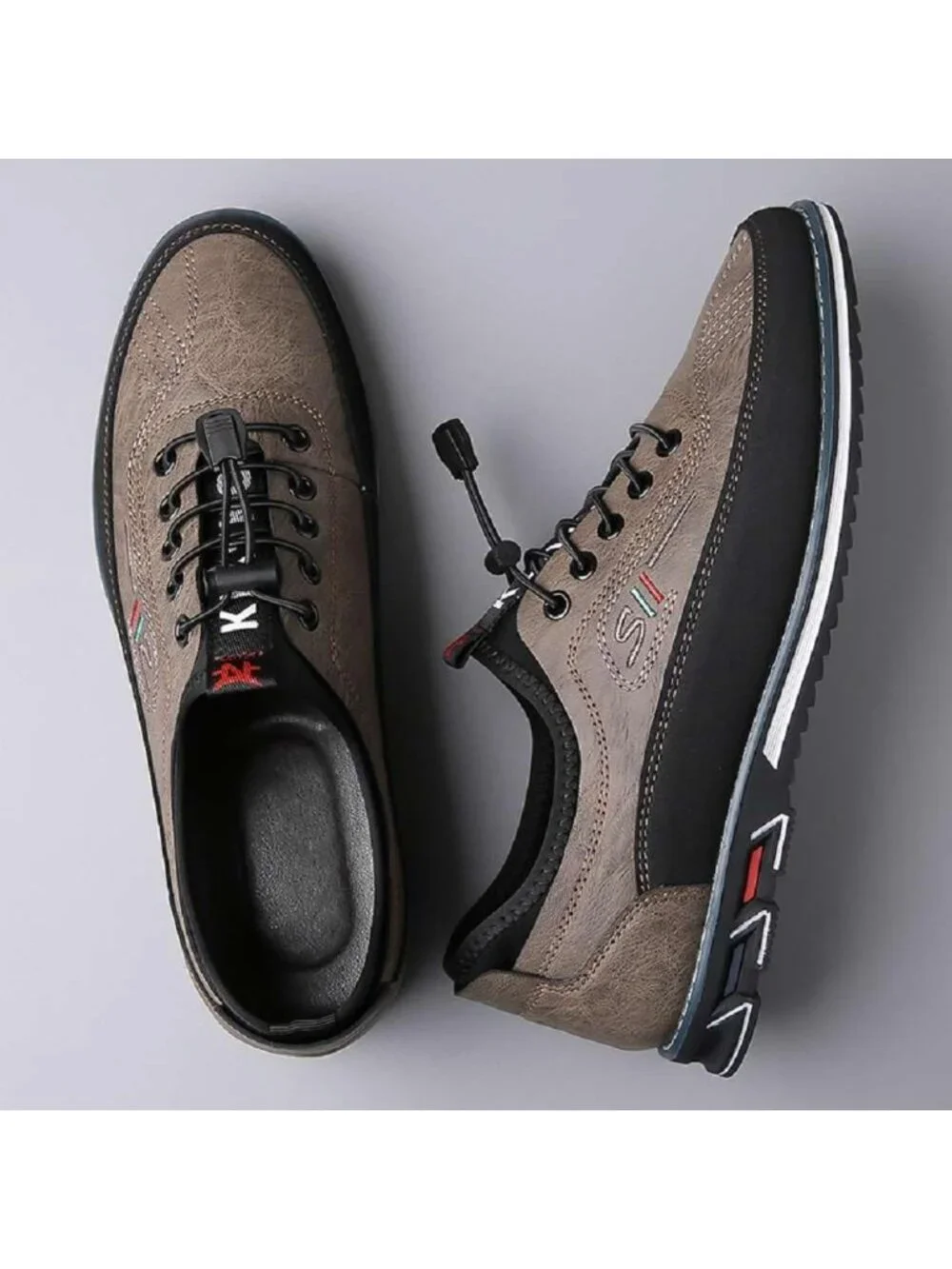 Men's Tan Textured Pebbled Leather Lace-Up Pointed Toe Driving Loafers Shoes